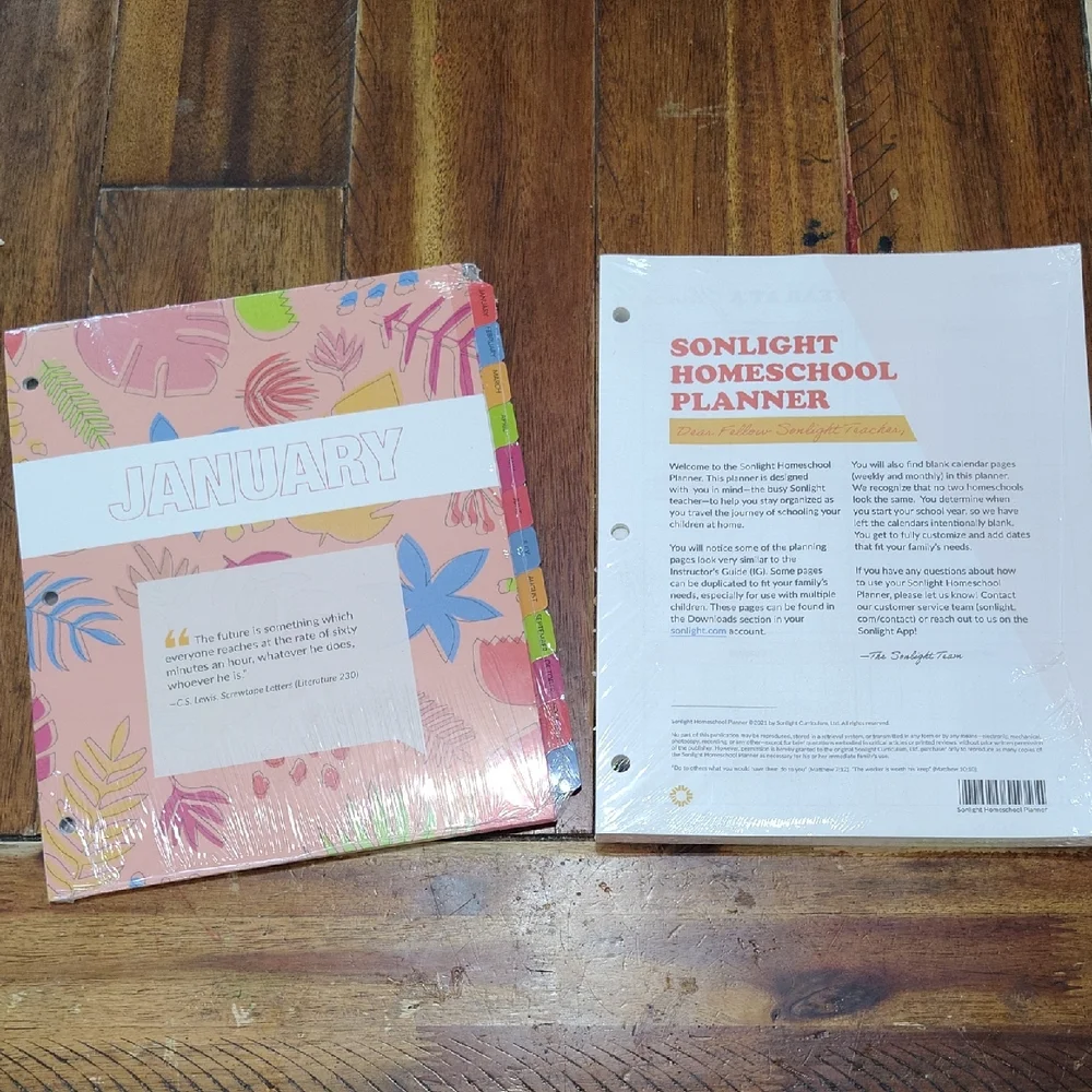 Sonlight Homeschool Monthly Dividers And Planner Pages